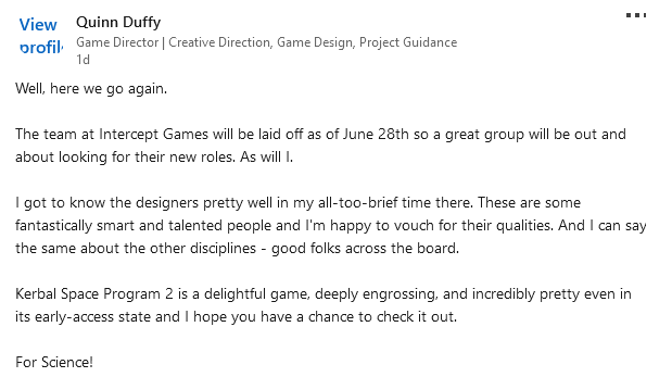 《坎巴拉太空计划2》开发商大规模裁员，游戏未来更新成疑(图2)