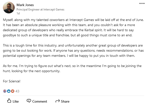 《坎巴拉太空计划2》开发商大规模裁员，游戏未来更新成疑(图3)